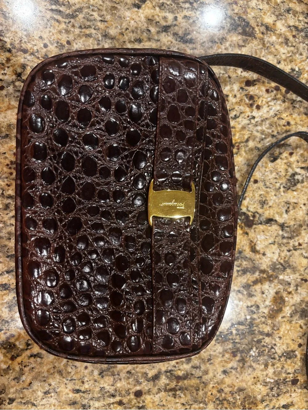 Salvatore Ferragamo crossbody croc leather - Picture 1 of 15